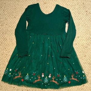 Hanna Andersson Green Reindeer Tulle Dress, size 110/5